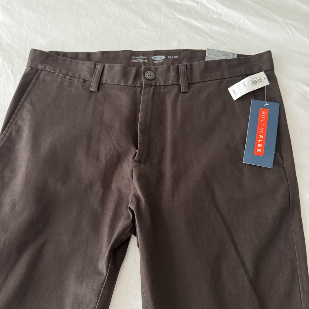 Old Navy Brown Chinos Flat Front Straight Fit